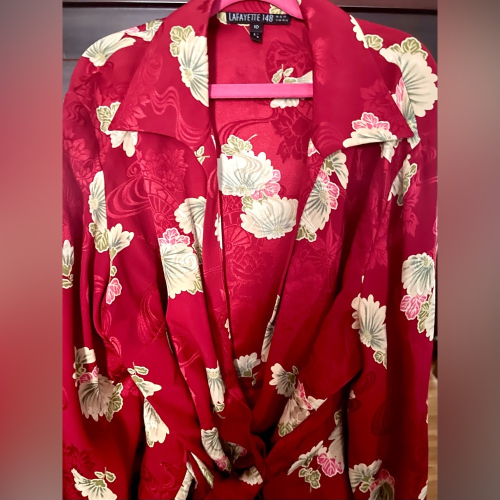 Lafayette 148 New York Silk Collared French Cuff Wrap Blouse/ Top
Never Worn